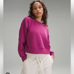 Lululemon Perfectly Oversized Ribbed Cropped Crew in Magenta Purple Size 4